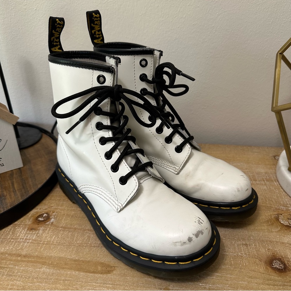 Dr. Martens White Boots with Black Laces